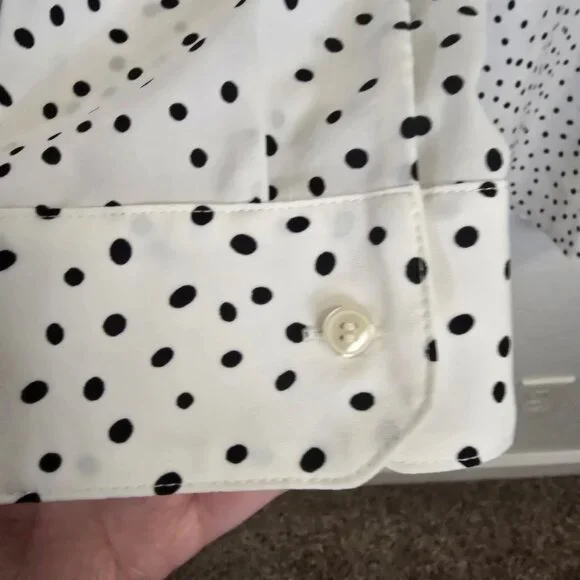 Talbots Women's 2x White Black Polka Dot Blouse Flowy Business Professional - Picture 5 of 9